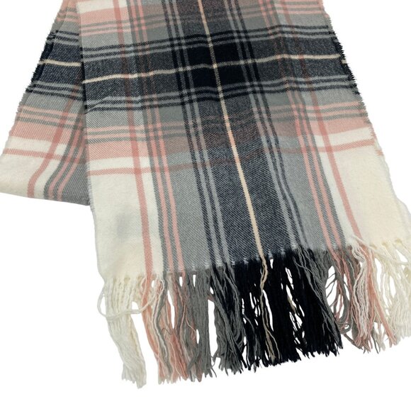 Made in Scotland 100% Cashmere Fringed Plaid Scarf - Picture 1 of 4